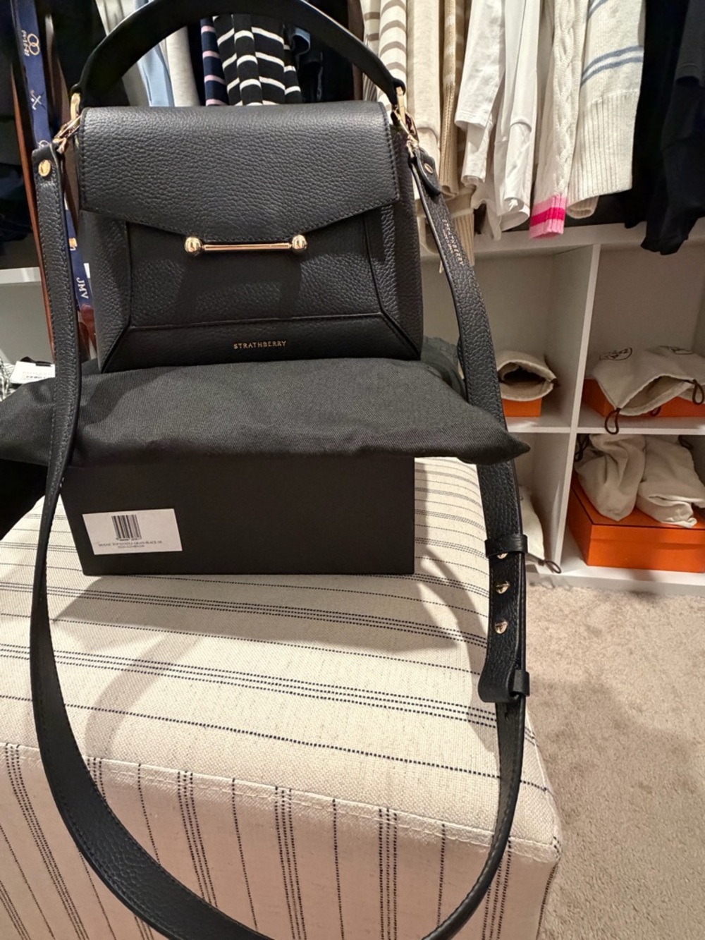 Strathberry Black Leather Mosaic Bag